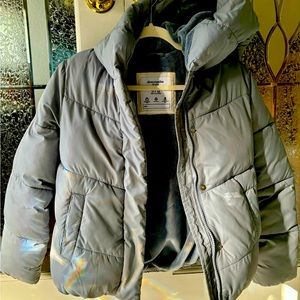 Abercrombie Kids Light Blue Gray Lined Puffer Coat Jacket Youth Girls